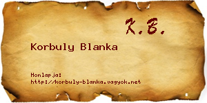 Korbuly Blanka névjegykártya